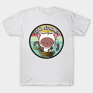 Cute white cat has gone fishing T-Shirt